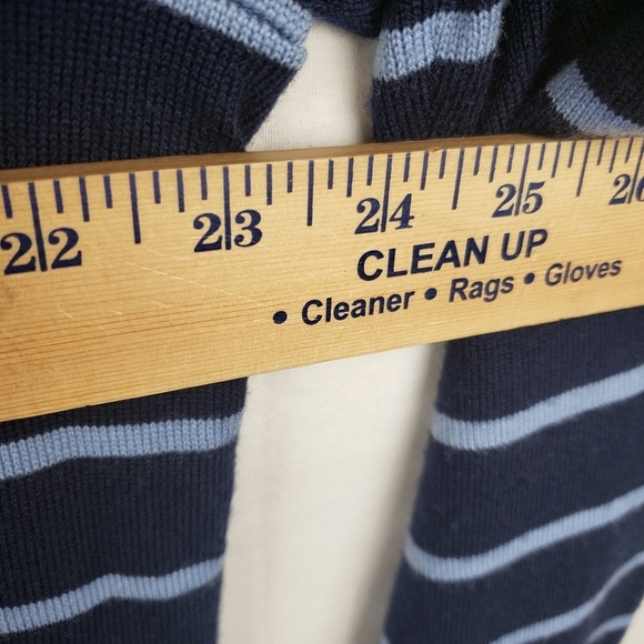 Brooks Brothers Quarter Zip Navy Striped Long Sleeve Fine Merino Wool Sz XL - Picture 8 of 8